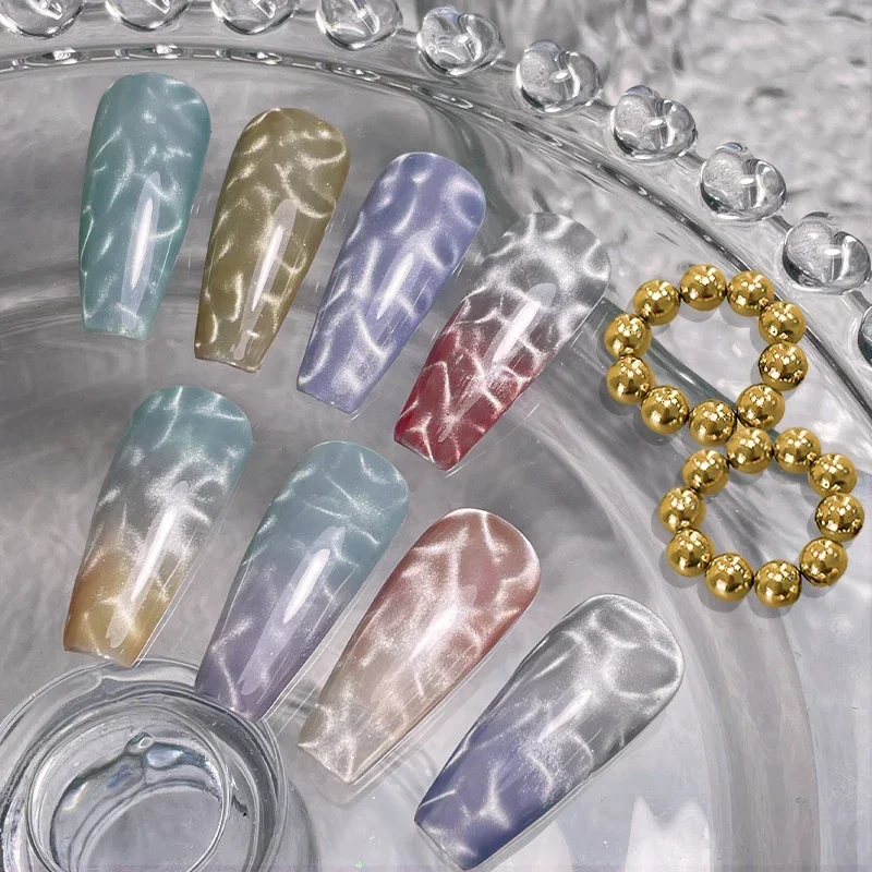 

10pcs/20pcs Water Ripple Cat Eye Magnetic Gel Beads Multifunctional Nail Art Flower Carving Cat Magnet DIY Nail Art Design Tool