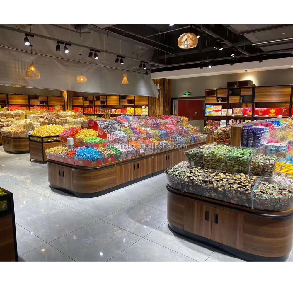 Rak Display Supermarket Custom, Rak Toko Kelontong Kayu untuk Pasar