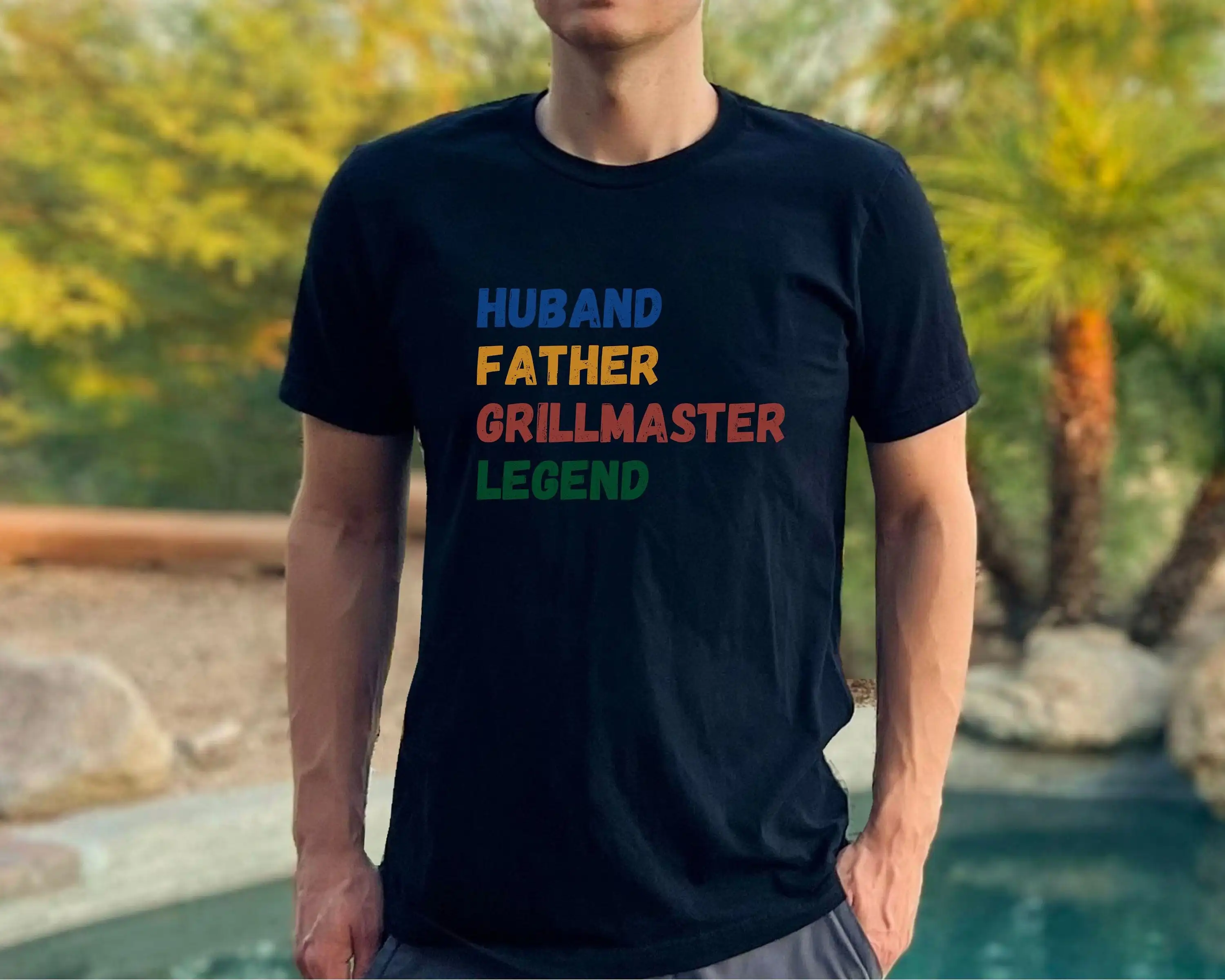 Husband Father Grillmaster Legend T Shirt Fathers Day Funny Dad Life Cool