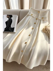 High Waist A-Line  Skirt Women's Spring Slimming Hip Covering Wrap around Skirt Loose Drapey Midi Skirt Korean Style