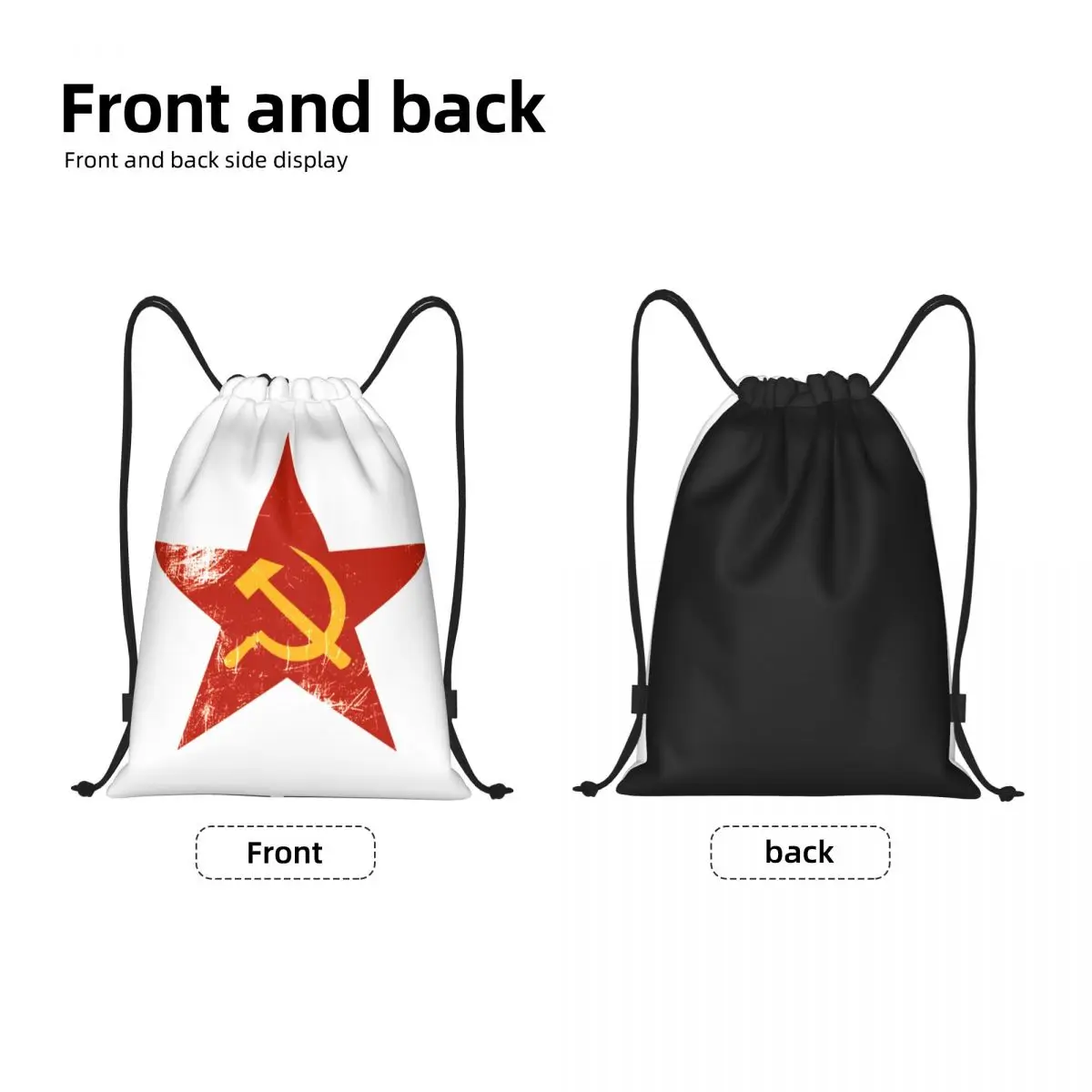Russia Flag USSR Soviet Union Hammer Sickle CCCP Drawstring Backpack Women Men Gym Sport Sackpack Foldable Training Bag Sack