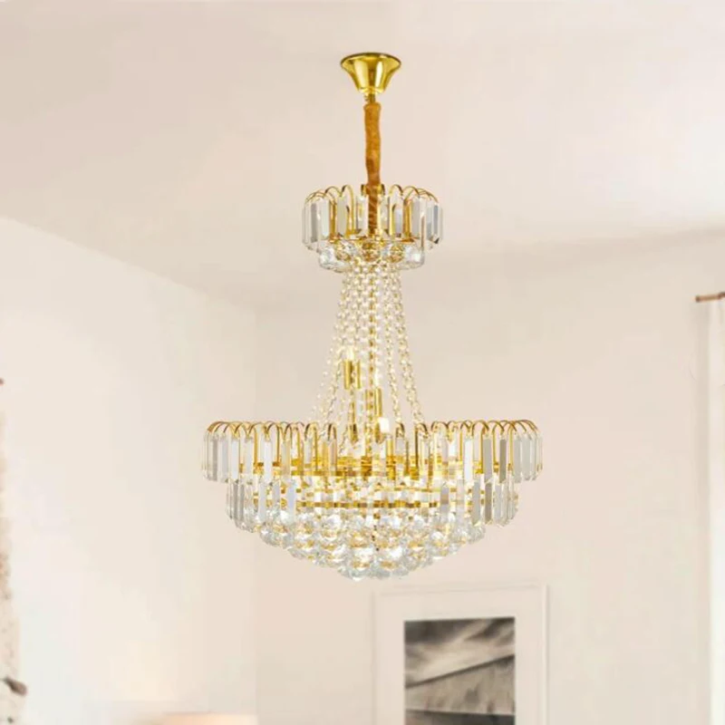 

French Empire Gold Crystal Chandelier For Living Room Small Hanging Lamp For Dining Room Kitchen Island Hanging Light Fixture