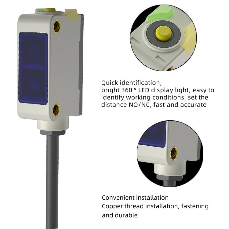 FUWEI FGNE10-50NFR-T Spiegelreflexion Hintergrundunterdrückung Fotoelektrischer Sensor Transparente Filmerkennung Elektrische Augenlinse – Detail 4