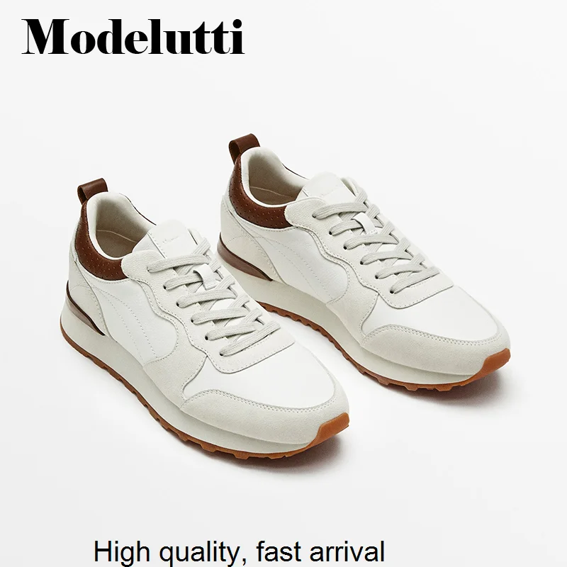 

New Spring 2023 Autumn Fashion Genuine Leather Wild Thick Sole Splicing Sports Shoes Men Simple Casual Shoes Male