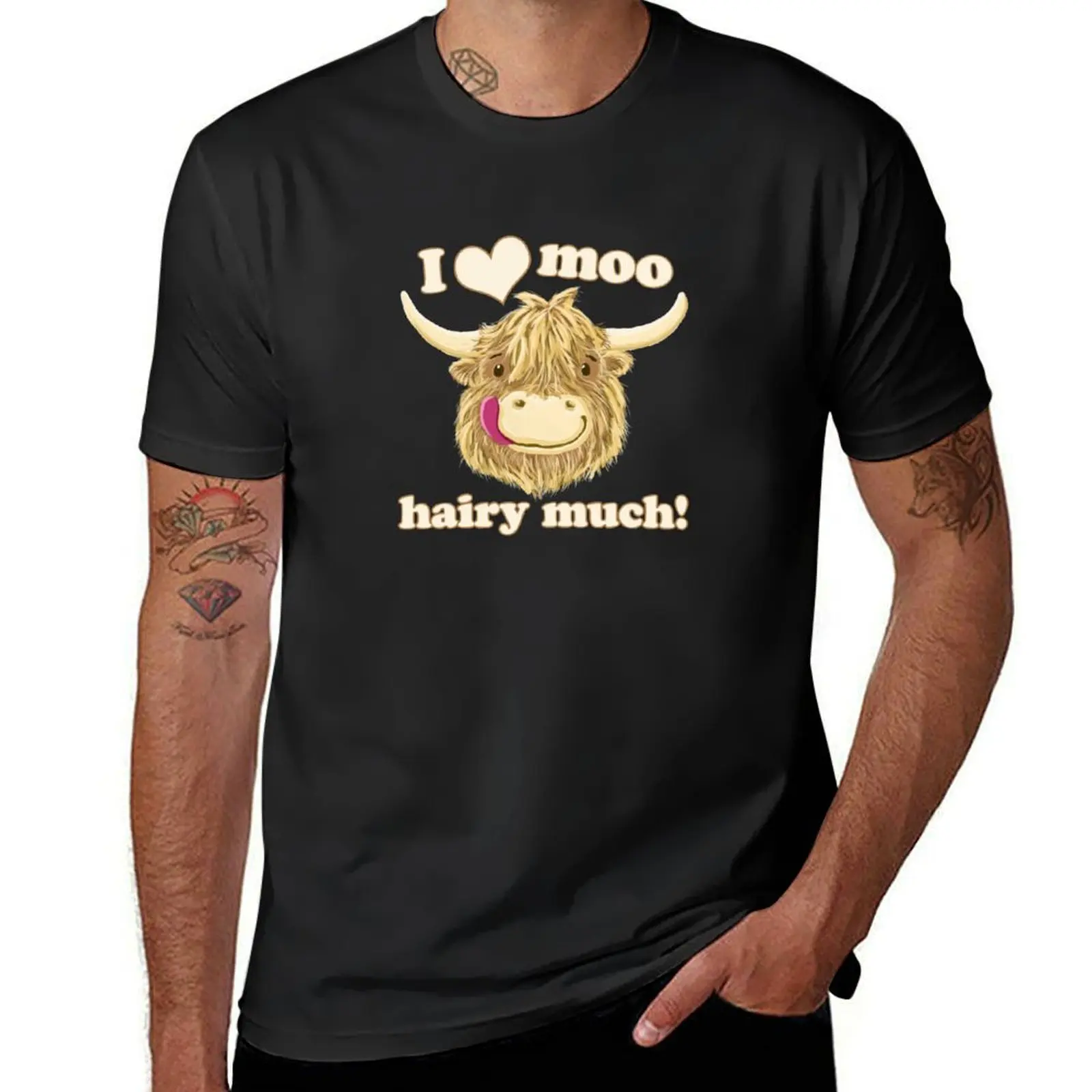 Scottish Highland Cow Loves You Very Much! T-Shirt customs quick drying slim fit t shirts for men