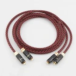 Pair L4E6S 99.998% OFC Pure Copper HI-End Audio Cable With Gold Plated RCA To RCA 2RCA Hifi Interconnect Cable