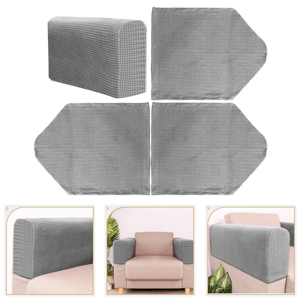 

2 Pairs Sofa Armrest Cover Stretch Couch Protectors Universal Polar Fleece Towel Office Chair Home Decor Armrest Covers