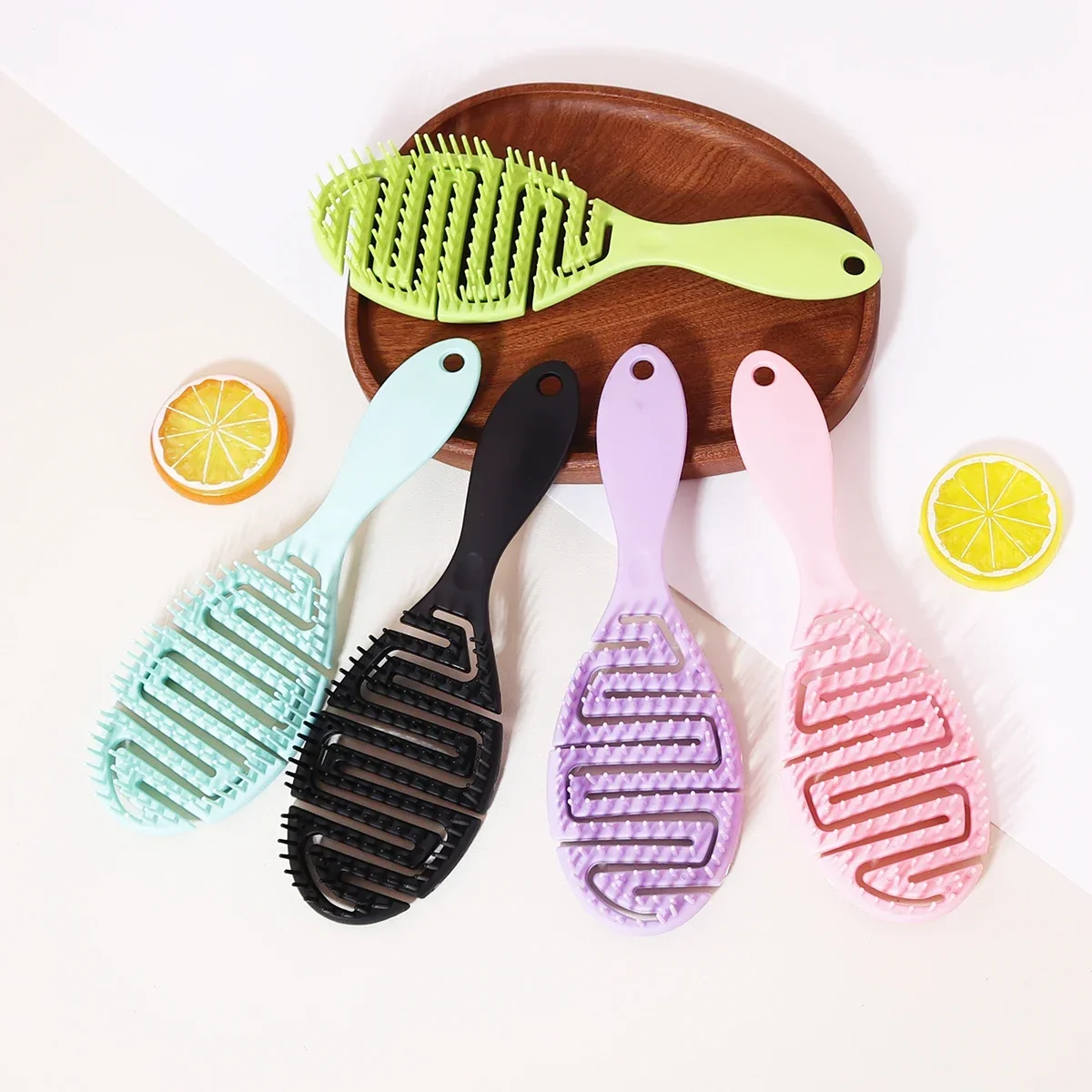 فرشاة شعر مضادة للكهرباء الساكنة - مشط تدليك فروة الرأس المجوف لتجفيف الشعر الرطب، أداة تصفيف الشعر الجاف للشعر المستعار والشعر الطبيعي #1