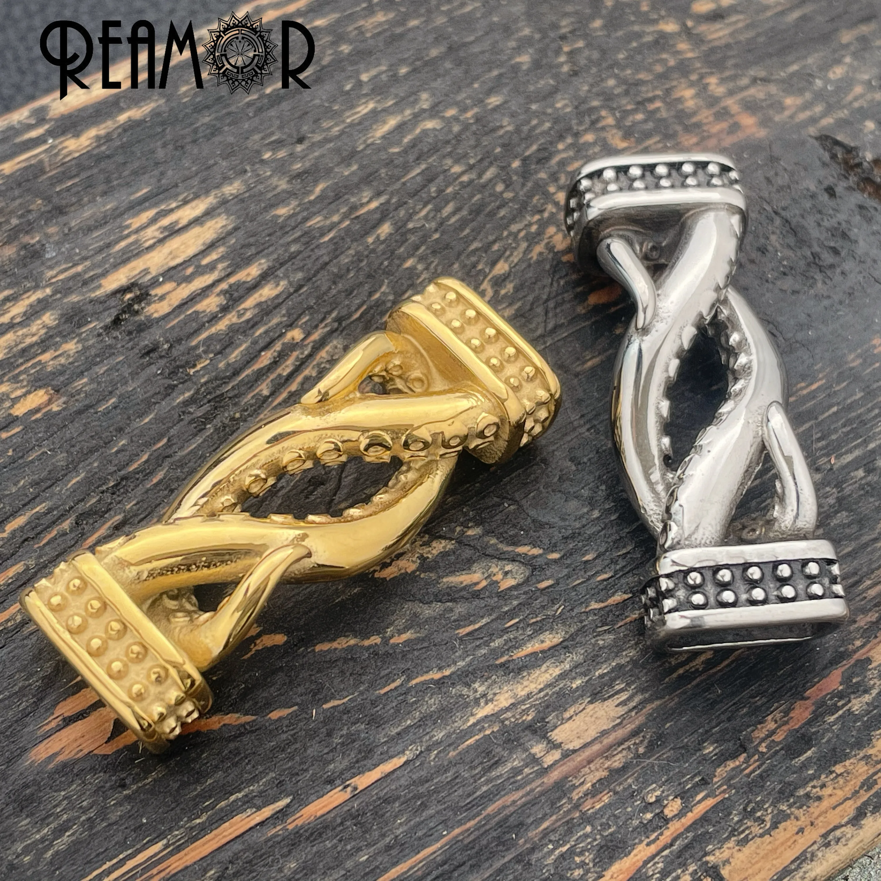 REAMOR 2pcs Punk Stainless Steel Octopus Tentacles Connector 12*6mm Sea Monster Bead For DIY Men Bracelet Jewelry Accessories