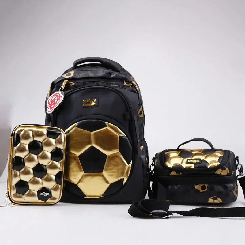 New Arrival Smiggle uczniowie Shoulder Reduction Golden Football torback zestaw papeterii dziecko plecak prezent urodzinowy