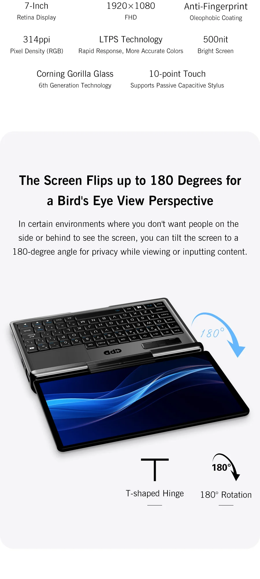 New 7-inch Screen Mini Laptop GPD MicroPC 2 Intel® Core™ I3-N250 16GB/512GB Portable Laptop Computer Notebook Windows 11