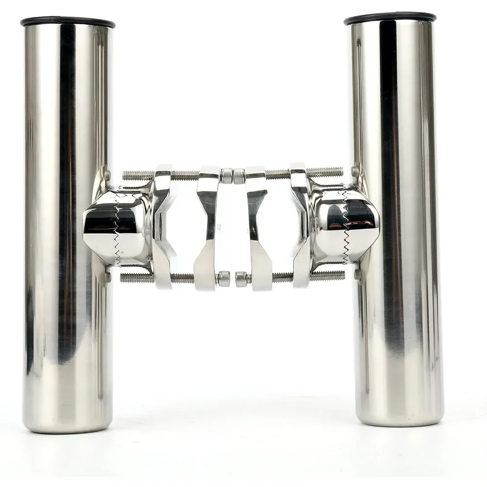 

ez (2X) Stainless Rail Mount Clamp on Fishing Rod Holder for Rails 1-1/4 to 2\