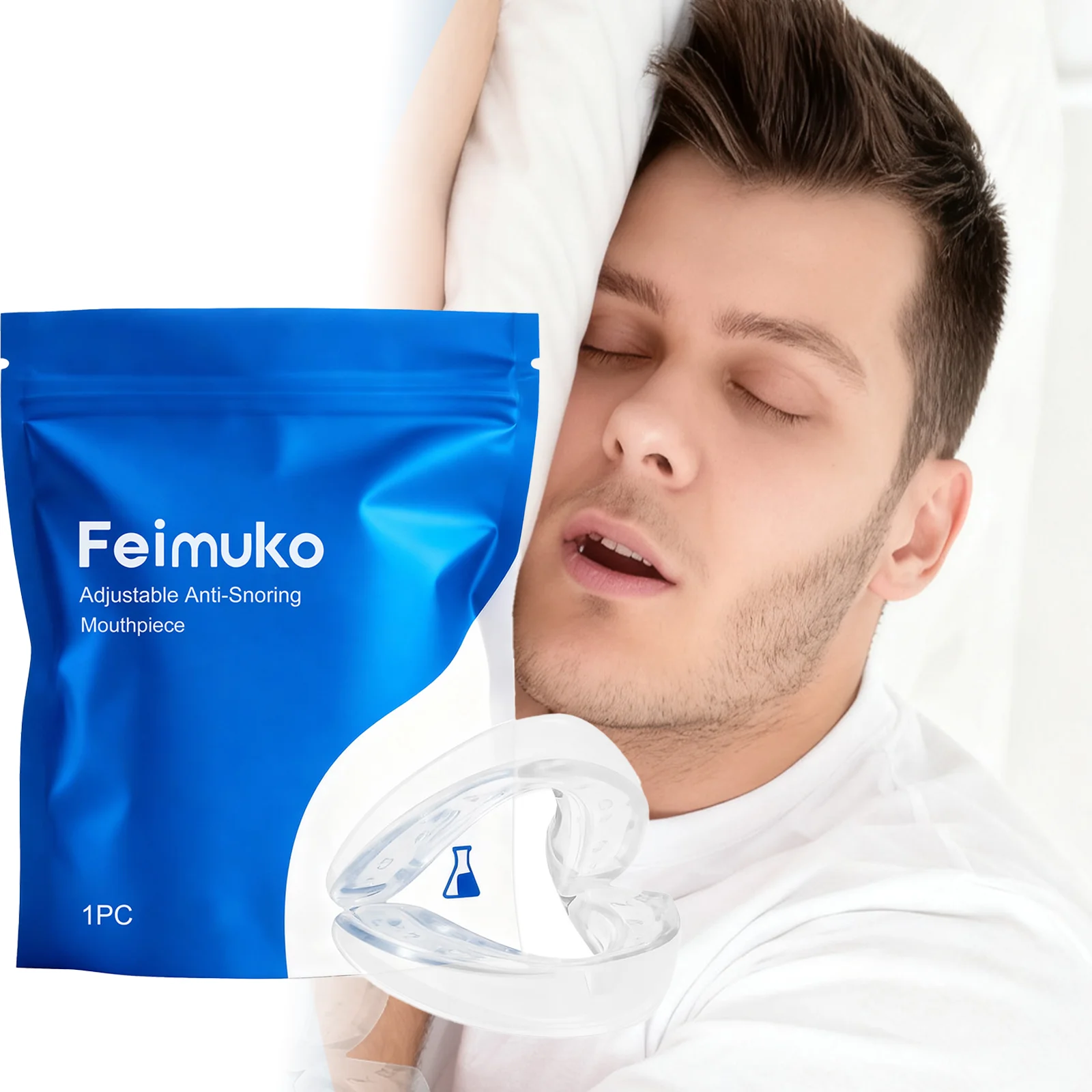 Stop Snoring Mouthpiece Anti Snoring Device Sleep Aid Mouth Guard with Soft Medical Silicone Night Sleep Snore Relief Travel