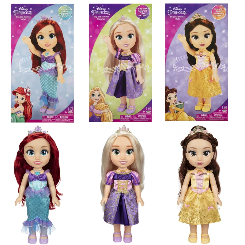 Original Disney Princess Sing and Shimmer Collection Salon Doll Princess Ariel Kawaii Collectible Doll for Girls Children Gifts