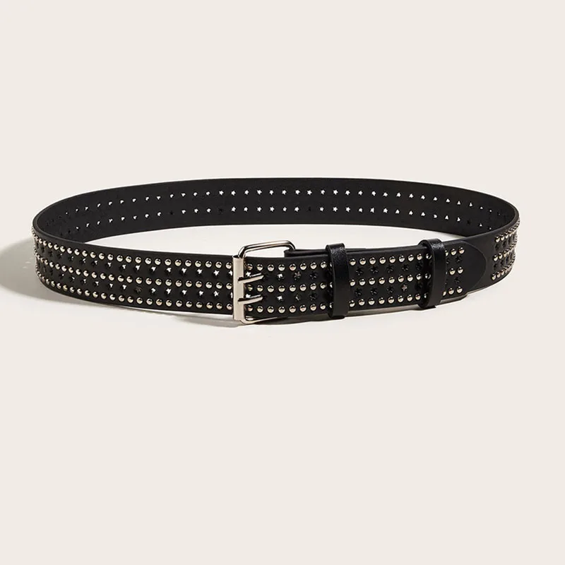 Nieuwe Mode Punk Klinknagel Ster Poreuze Persoonlijkheid Uniseculaire Riem Hoge Kwaliteit Pu Riem Multi-Functionele Jeans Rok Vrouwen Tailleband
