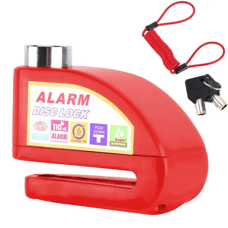 Motorbike Alarm Disc Brake Lock,Motorcycle Disc Lock With Reminder Cable And Carry Pouch For Bike, Moped, Motocross-X67A