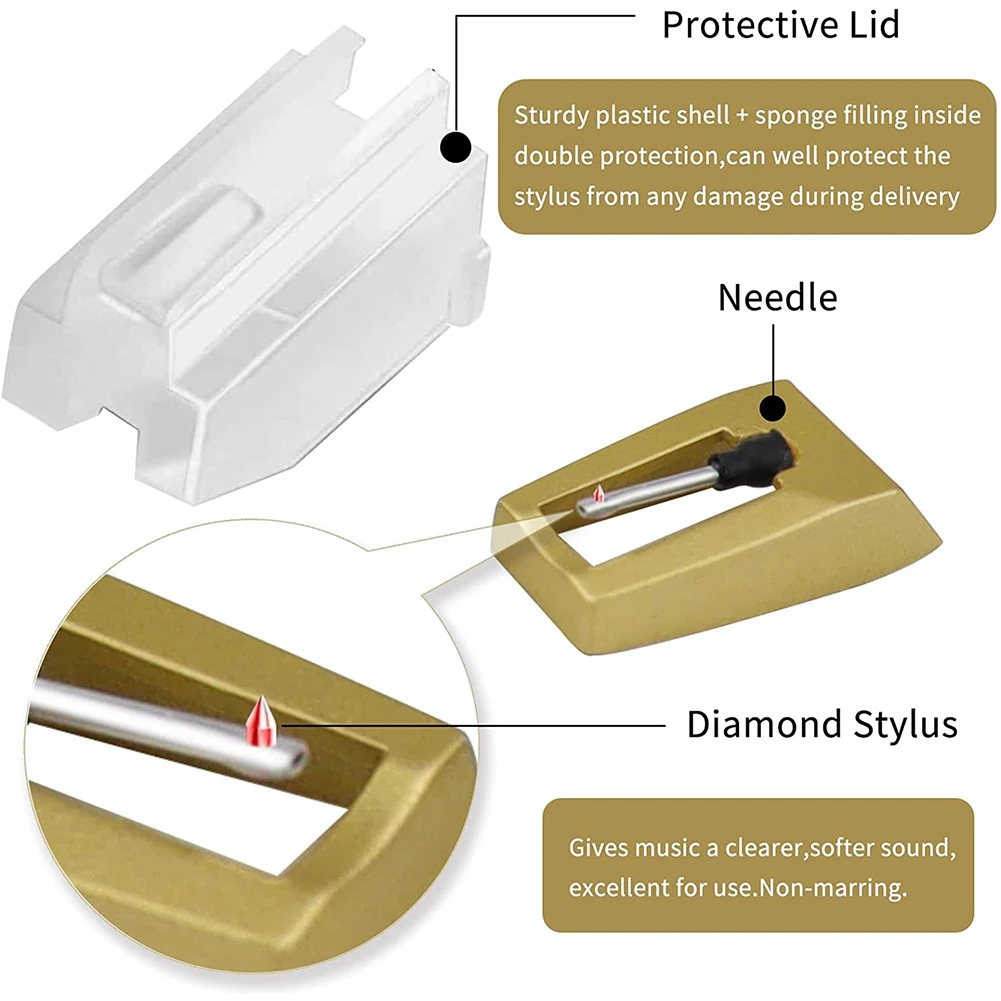 Record Player Needle, Upgraded Record Player Cartridge with Diamond Stylus Replacement for Crosley,Victrola, ION,