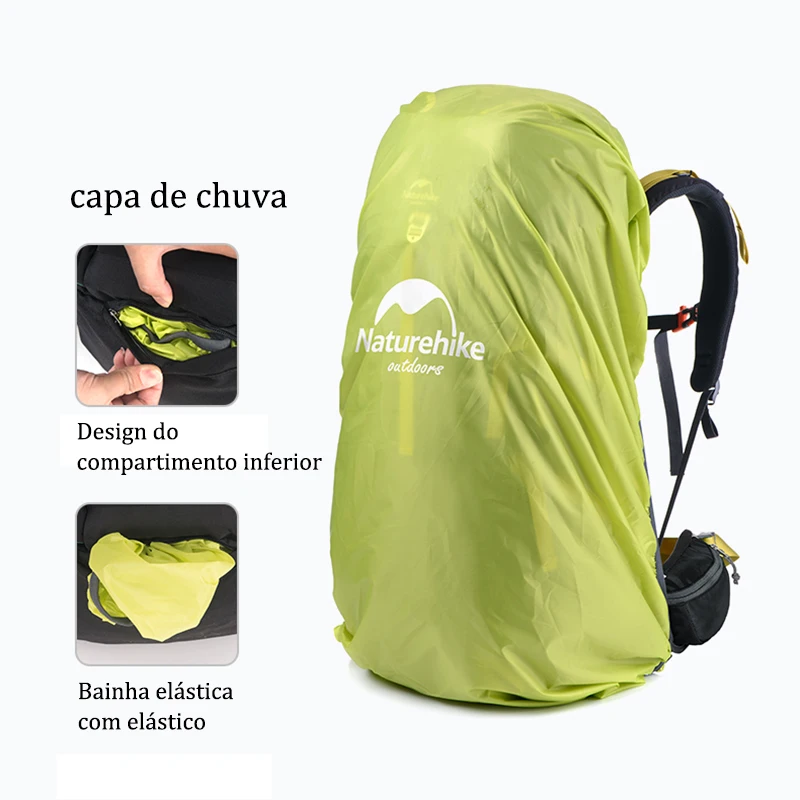 Imagem -04 - Naturehike Mochila 55l Camping com Capa de Chuva Quadro Externo Mochilas Grande Capacidade Outdoor Montanhismo Bolsas de Viagem Mochila Trekking Feminina Viagens Mochila 55 Litros Impermeável Mochila Cargueira Trekking