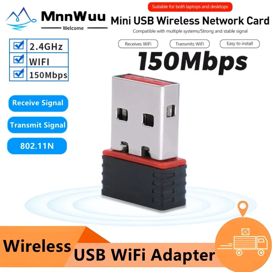 

USB-адаптер Wi-Fi, 150 Мбит/с, беспроводная сетевая карта, 802.11n, USB Ethernet, 2,4G, Wi-Fi-приемник, мини-USB-адаптер Lan для ПК, ноутбука