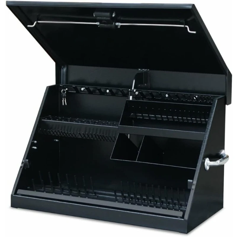 30-Inch Portable TRIANGLE Toolbox – Multi-Tier Design – Gauge Construction Weather-Resistant Toolbox – Lock and Latching System