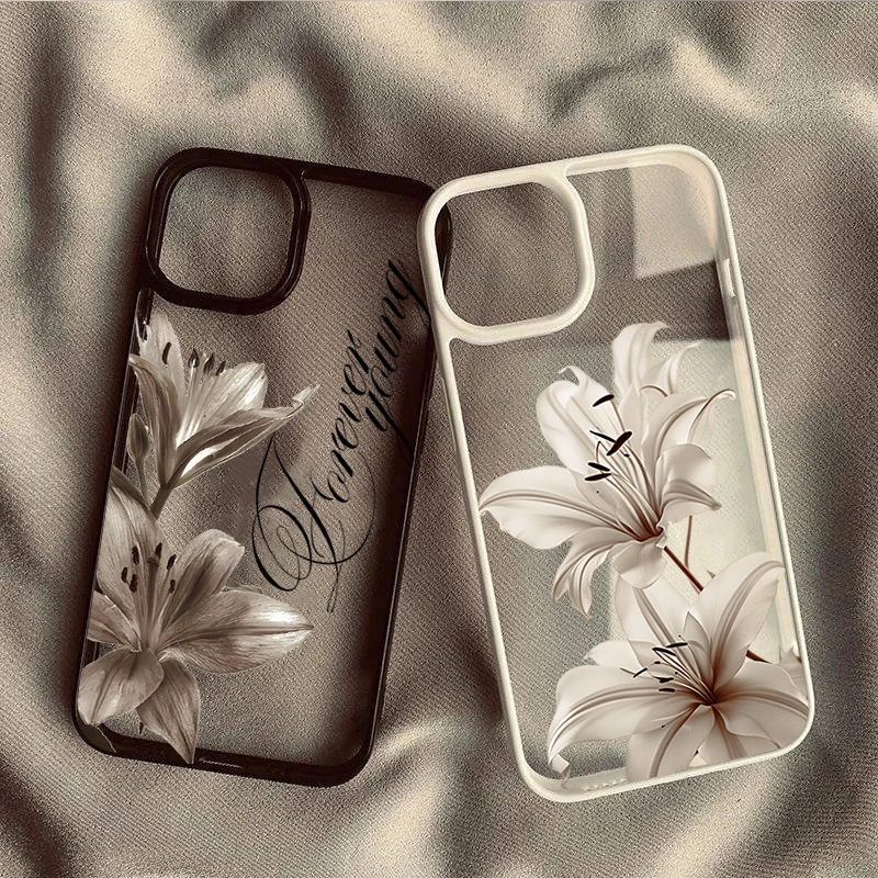 Shockproof Phone Case for iPhone 16 17 Pro Max 15 Pro 14 13 12 11 16E Air X XR XS 7 8 Plus SE Elegant Vintage Lily Floral Cover