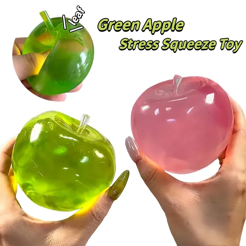 For Adult Squishy Green Apple Stress Ball Soft Squeeze Toy Autism Translucent Slow Rebound Squeeze Toy