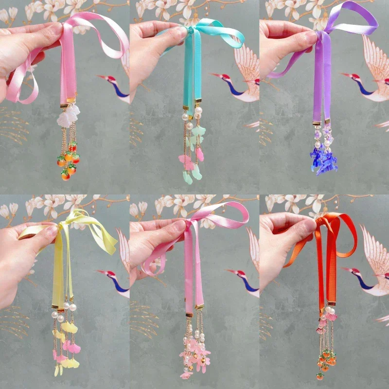 Children\'s Hanfu Headwear Bell Headband Ancient Hair Accessories Girl\'s Braided Headstring Ancient Tassel Streamers