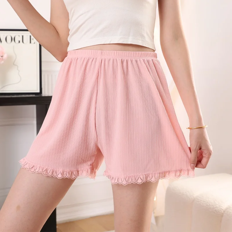 Calças de segurança soltas finas para mulheres, calças de segurança, calças de renda confortáveis para mulheres