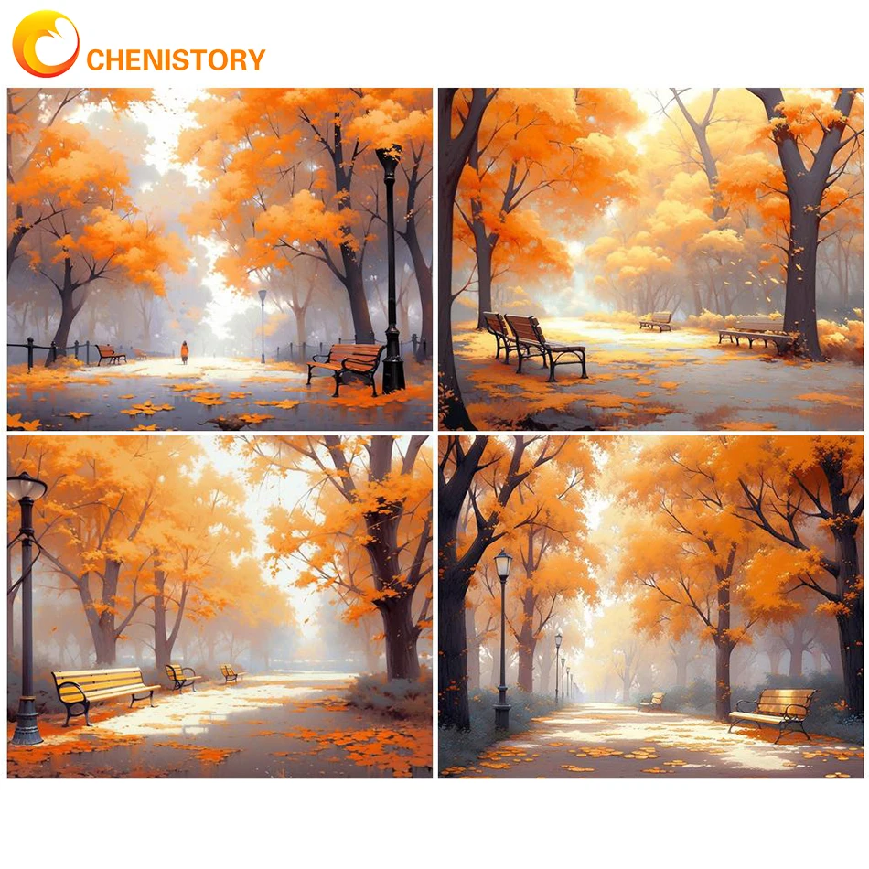 

CHENISTORY Oil Painting By Numbers Scenery Road For Drawing Adult Kit On Canvas Acrylic Paint HandPainted For Home Decor Gift