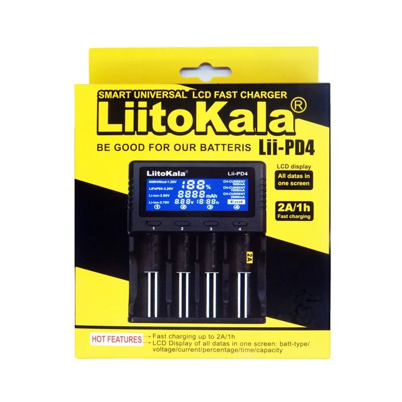 LiitoKala Lii-PD4 4-Slot Charger for 18650 26650 21700 18350 14500 AA AAA Lithium NiMH LiFePO4 Battery RC Parts & Accs view 6
