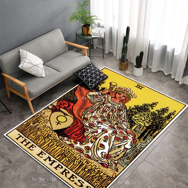 The Empress Queen And Death Tarot Card Standard Rider Waite Smith Deck Mystic Symbolism Flannel Floor Rug By Ho Me Lili