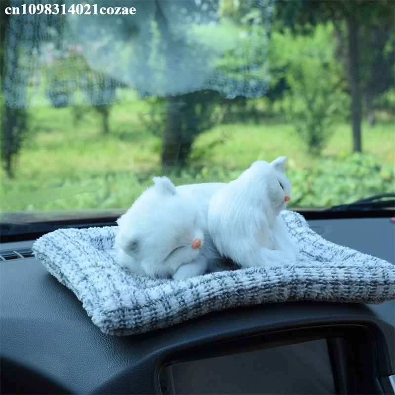 

Handmade Car Ornaments Bamboo Charcoal Package Air Freshener Simulation Plush Sleeping Mother Child Cat Car Interior Accessories