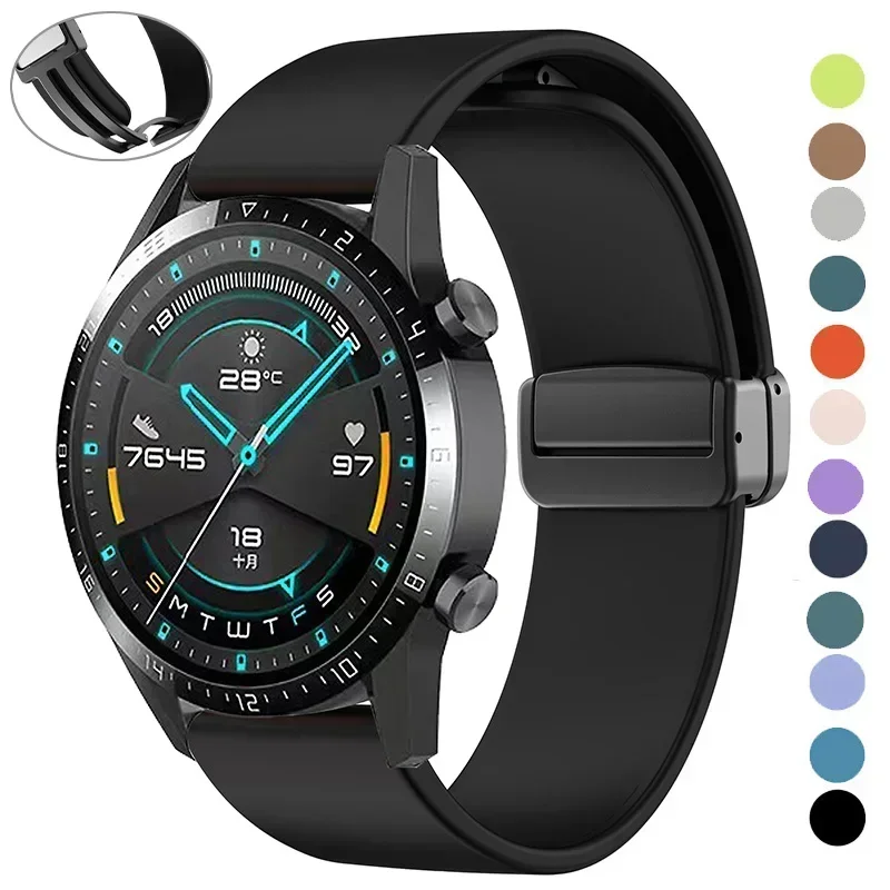 20mm 22mm Watch Strap For Samsung Galaxy watch 6/4/5 pro/classic/3/gear s3 Silicone Magnetic bracelet Huawei watch gt 4 2 3 band