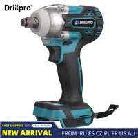 Drillpro 520N.M Brushless Electric Impact Wrench 1/2 inch Lithium-Ion Battery Cordless Wrench Power Tools For 18V Battery