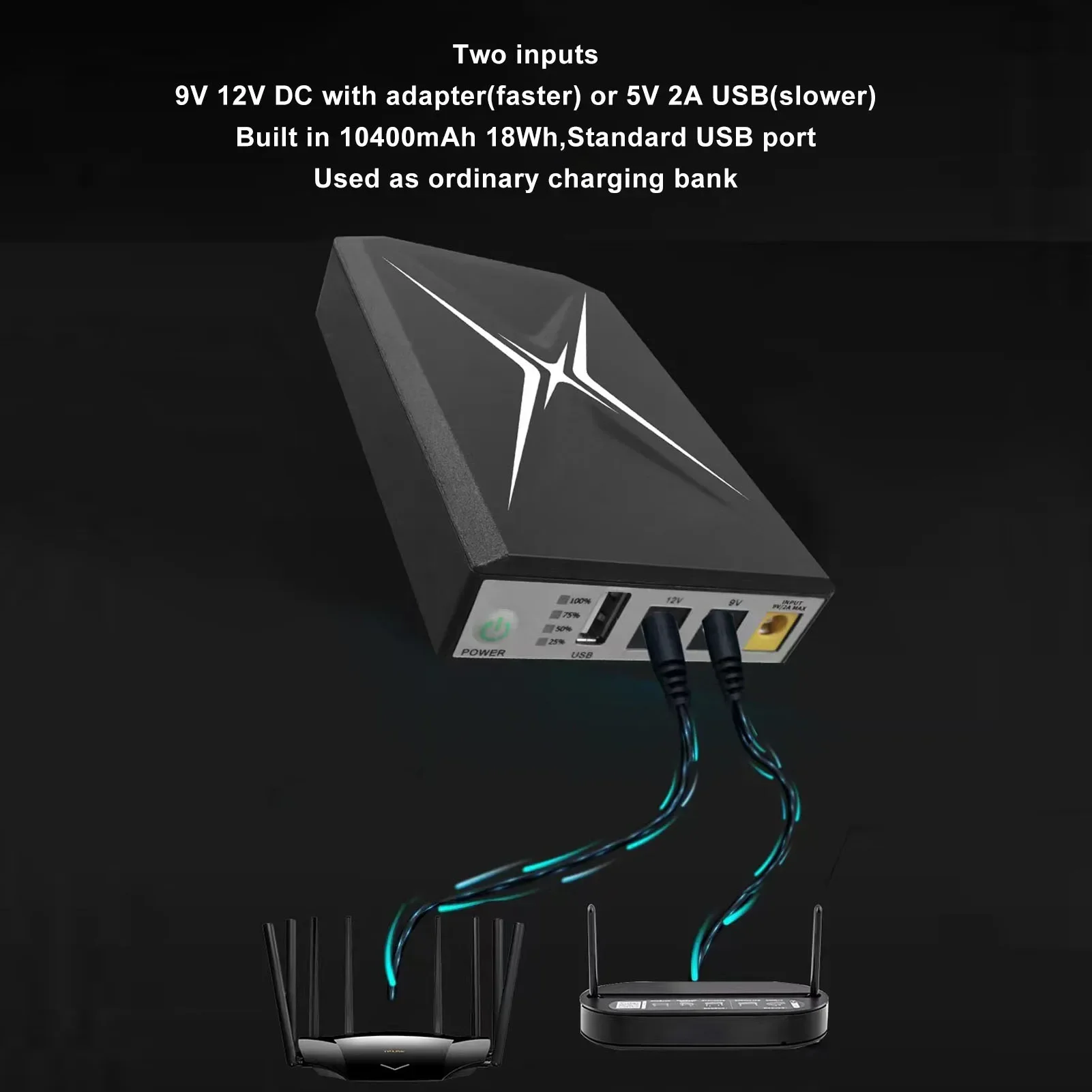 UPS Battery Backup 10400mAh  10400mAh Uninterruptible Power Supply for Security Camera Router WiFi Camera  UPS Backup