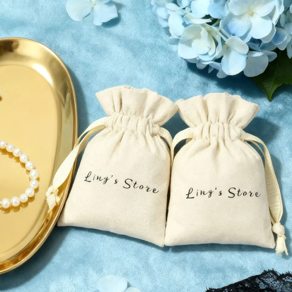 100 قطعة شعار شخصي المجوهرات الطبيعية القطن الرباط الشريط شنطة هدايا القرط الدائري مستحضرات التجميل التسوق السفر كيس التعبئة والتغليف #1