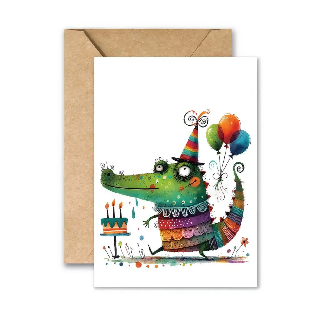 Creative Funny Abstract Animal Birthday Greeting Card Set Cartoon Style Stationery Note Card For Party Celebration