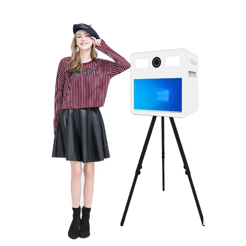 New 21.5 Inch Portable Photo Booth with Ring Light DSLR Camera Video Mirror Selfie Booth for Events