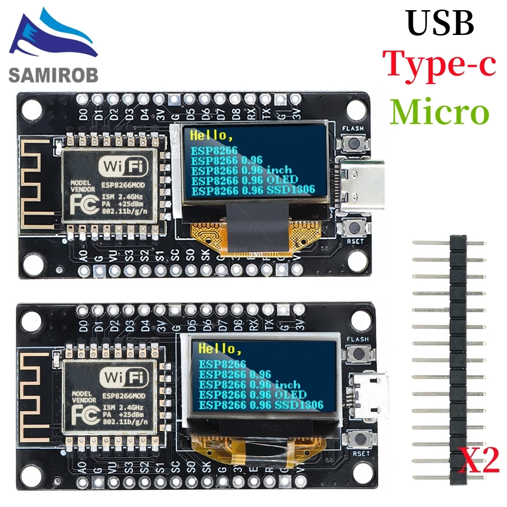 NodeMCU ESP8266 Development Board with 0.96 Inch OLED Display, CH340 Driver Module for Arduino IDE/Micropython Programming