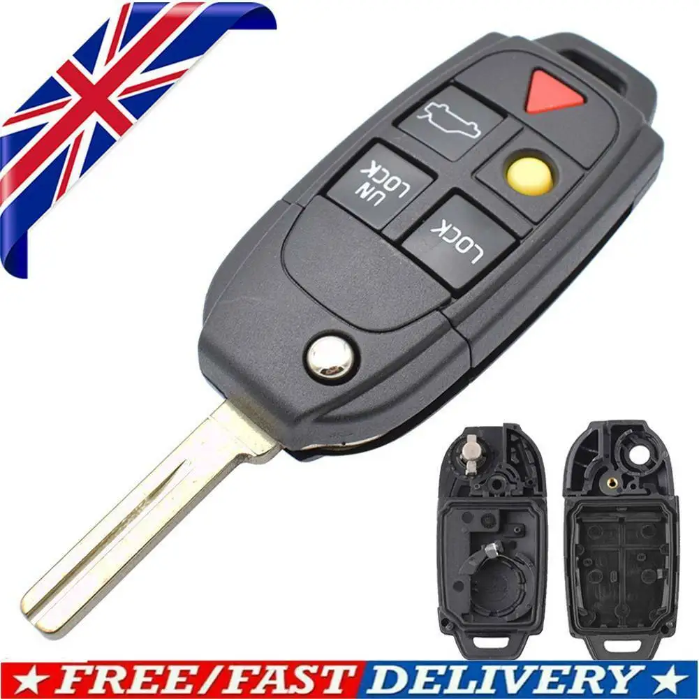 

5 Buttons Remote Car Key Fob Shell Replacement Flip Folding For VOLVO S60 S80 V70 XC70 XC90 Repair Service Case Accessories