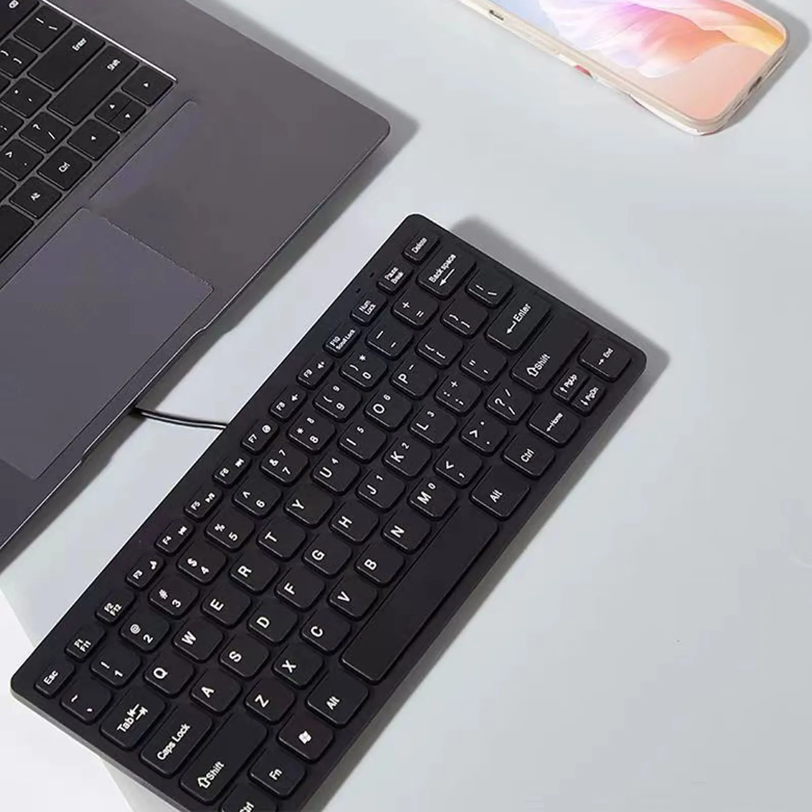 Type C Wired Keyboard Quiet Lightweight Silent Chocolate Key Small Wired Keyboard for Computer PC Laptop Small Wired Keyboard