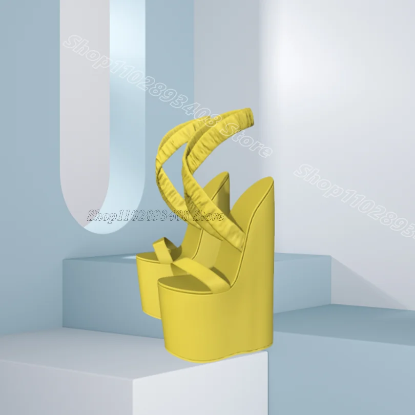 

Yellow Wedges Heels Platform Sandals Elastic Open Toe Solid Fashion British Style Casual Women Sexy Sandals Zapatos Para Mujere