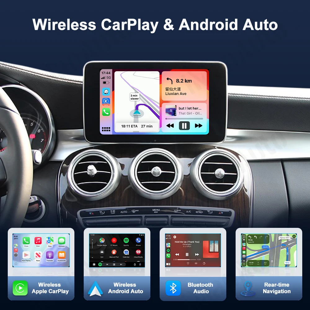 

Беспроводной интерфейс CarPlay для Mercedes W205 C W253 GLC V 2015-2018, функция Plug & Play, поддержка Android Auto