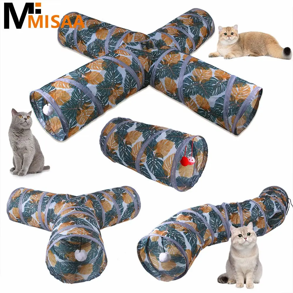 Toy Tunnel Bored Cat Tunnel Tube Convenient Printing Polyester Pet Accessories Pet Crinkle Tunnels Foldable Pet Printing Channel