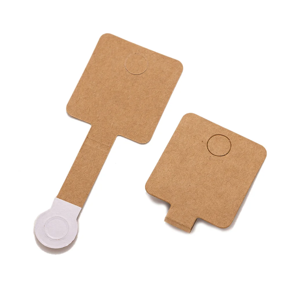 50Pcs 4x10cm Fold Over Paper Cardboard Keychain Self Adhesive Cards Necklace Display Tags DIY With Ring Jewelry Packaging