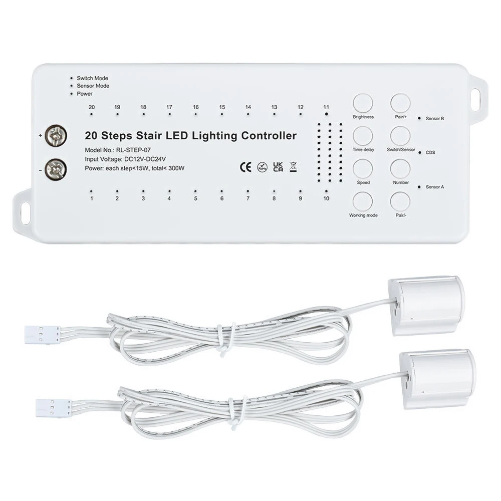 5-20 passos de instalação rápida sensor de movimento inteligente luz da escada controlador inteligente alto brilho escada cob tira led conjunto completo STEP-07