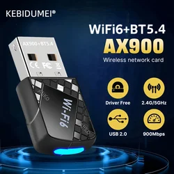 900Mbps WiFI 6 USB Adapter Bluetooth 5.4 Wireless Network Card Dual Band Driver Free Wi-Fi Antenna Dongle Wifi6 for PC Win 10 11