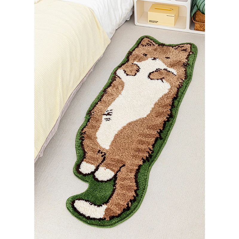 Tufting Cat Bedside Rug Fluffy Carpet Bathroom Floor Pad Kids Room Cartoon Foot Mat Bedroom Doormat Aesthetic Home Winter Decor