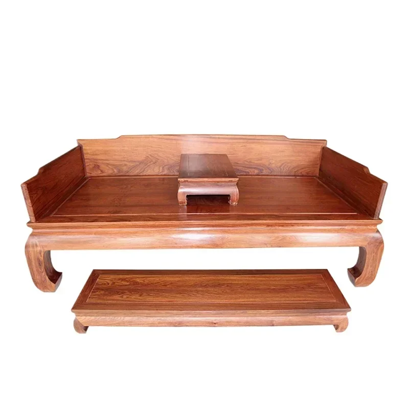 Mahogany Arhat bed Hedgehog red sandalwood circumference board Log rosewood plain wood living room bed Xinhui mahogany furniture
