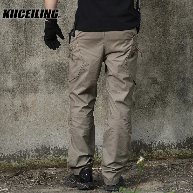 KIICEILING KBZ, Mens Pants,Tactical Pants, Cargo Pants Men, Joggers, Streetwear, Ripstop, Black Camouflage, Casual Work Trousers